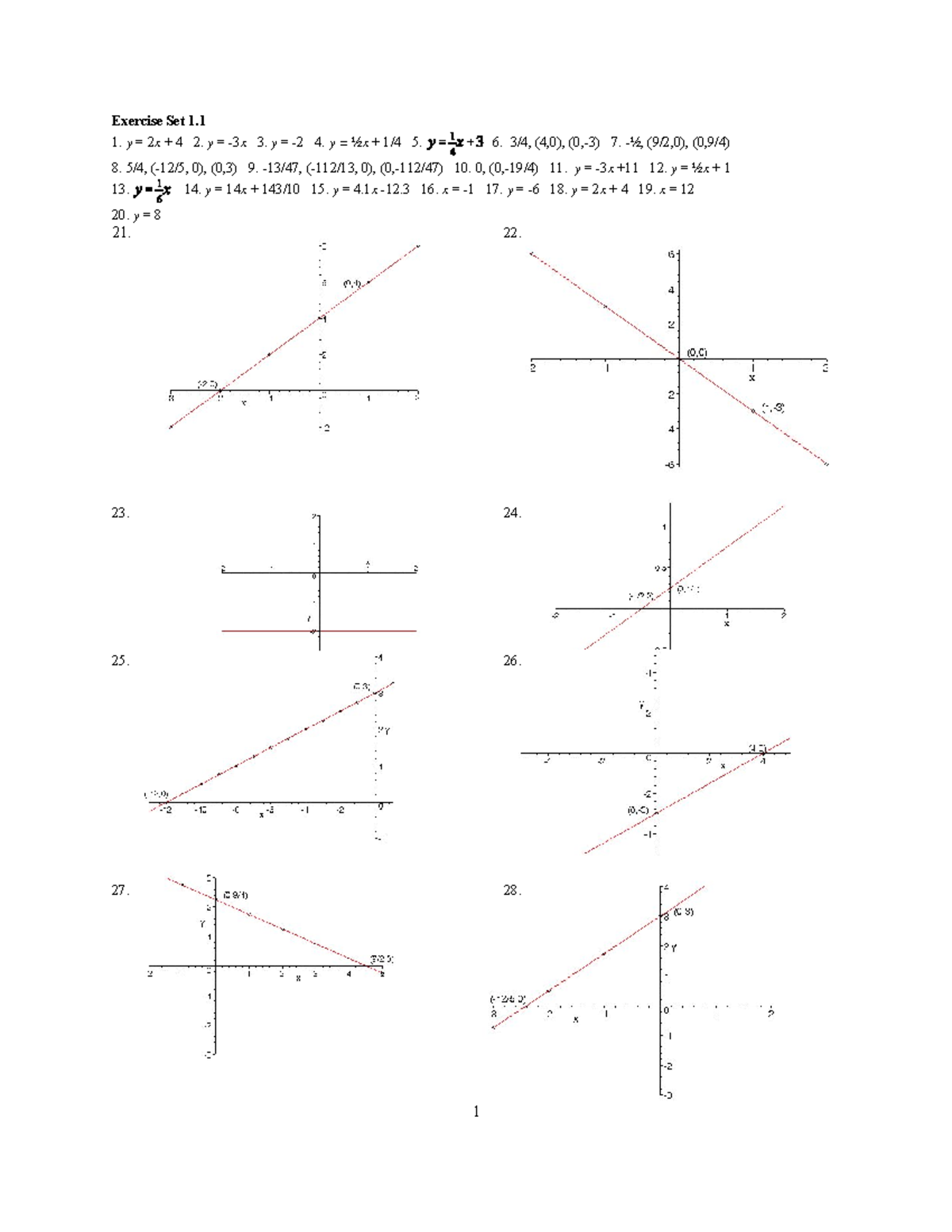 MATH 2003 Answers to Chapter One in Textbook from MTH 2003 Blackboard
