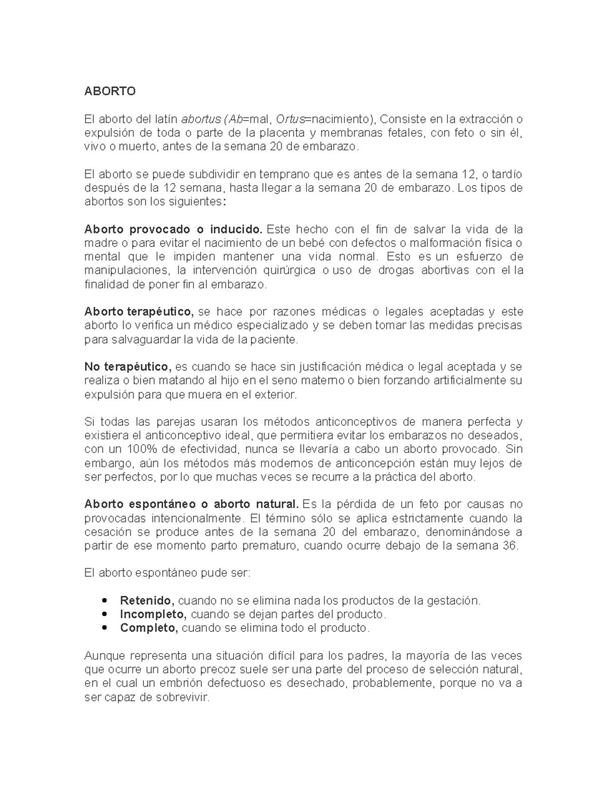 Precoz aborto que es