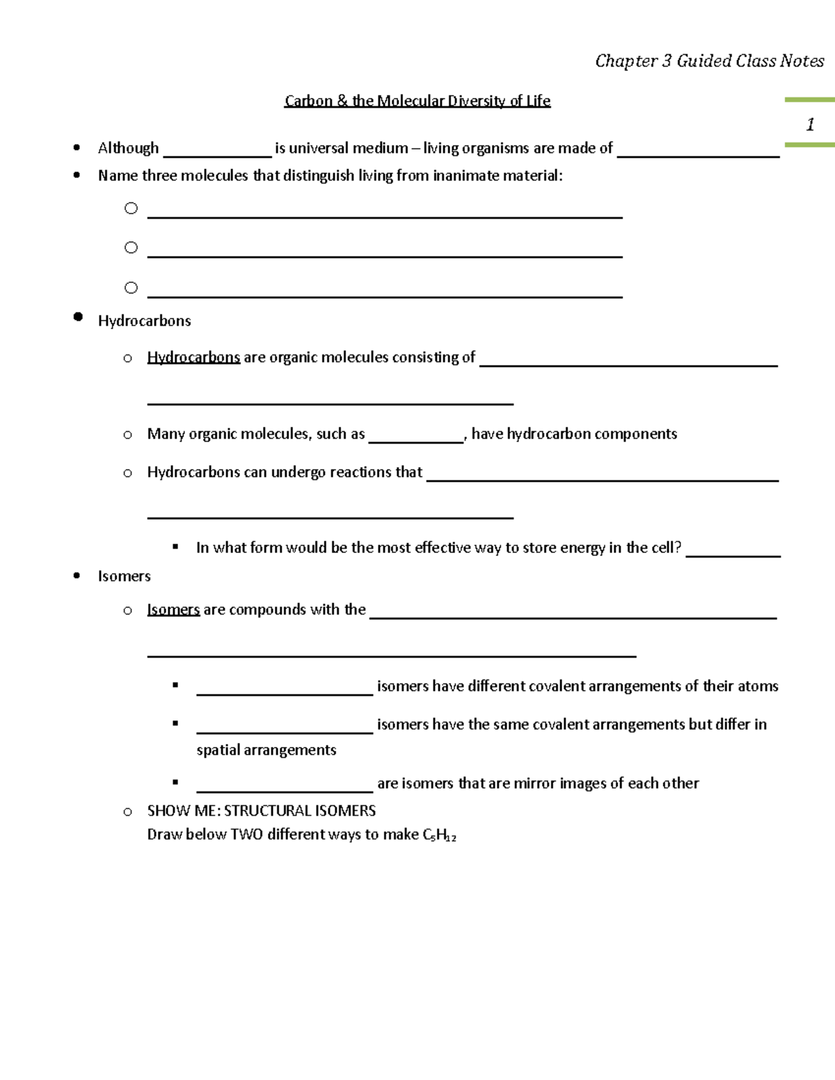 Chapter+3+Carbon++the+Molecular+Diversity+of+Life+Guided+Class+Notes+ ...