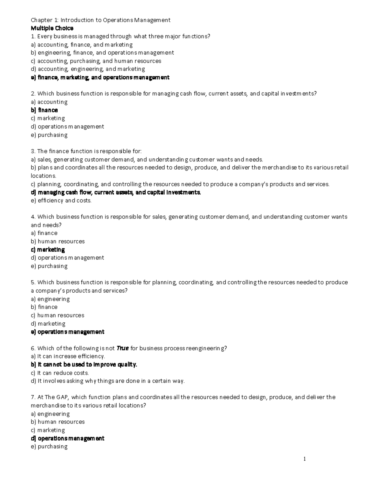 CH 1 Opmgmt - Practice questions - Chapter 1: Introduction to ...