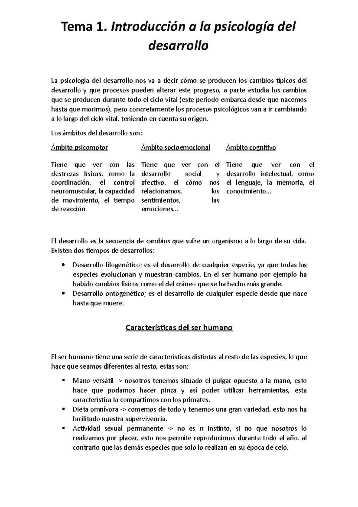 Tema 1 - Apuntes 1 - Tema 1. Introducción a la psicología del ...