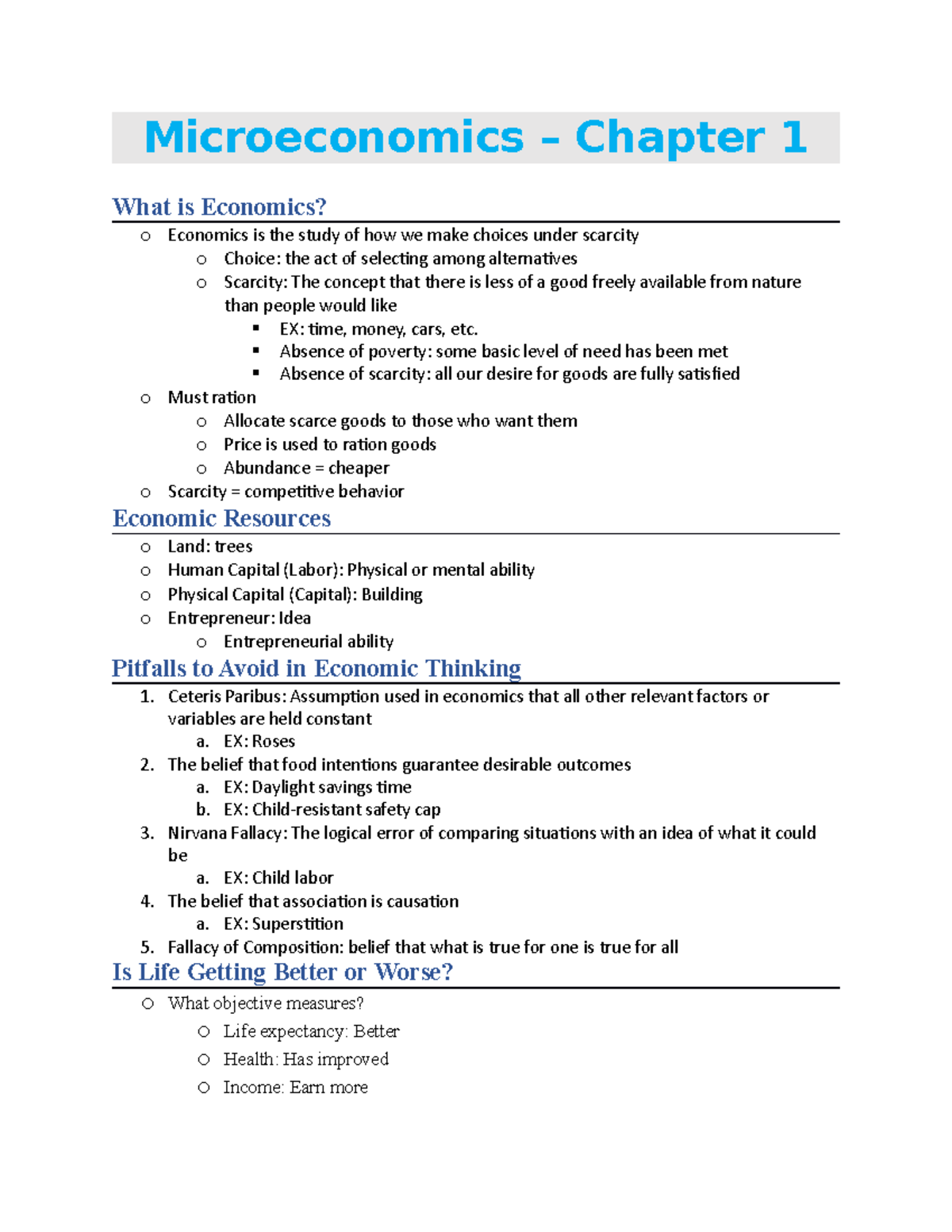 Microeconomics - Chapter 1 - Microeconomics – Chapter 1 What Is ...