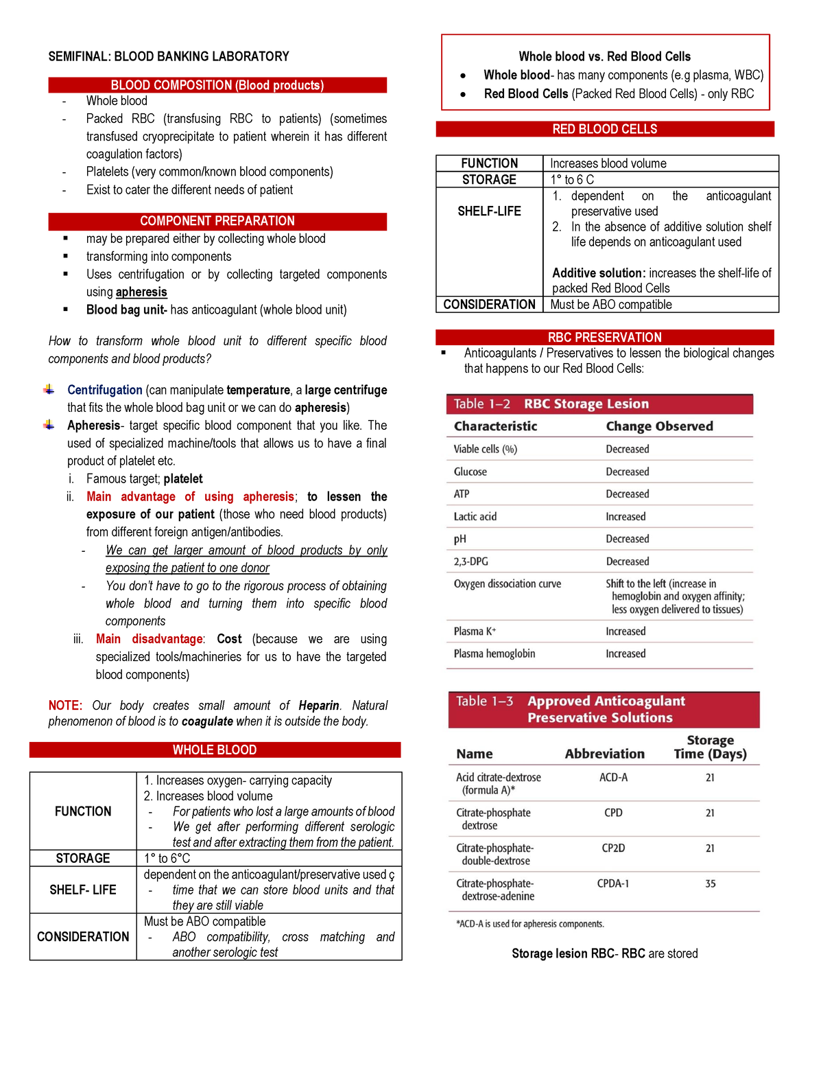 Blood- Composition - SEMIFINAL: BLOOD BANKING LABORATORY BLOOD ...