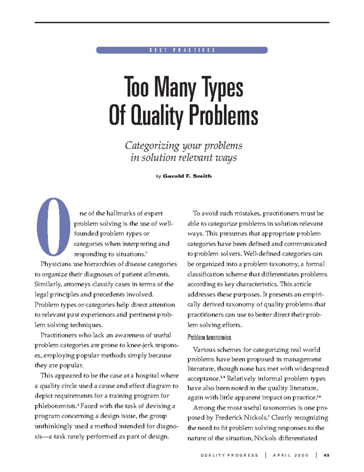 Quality-process-problems - Q U A L I T Y P R O G R E S S I A P R I L 2 ...