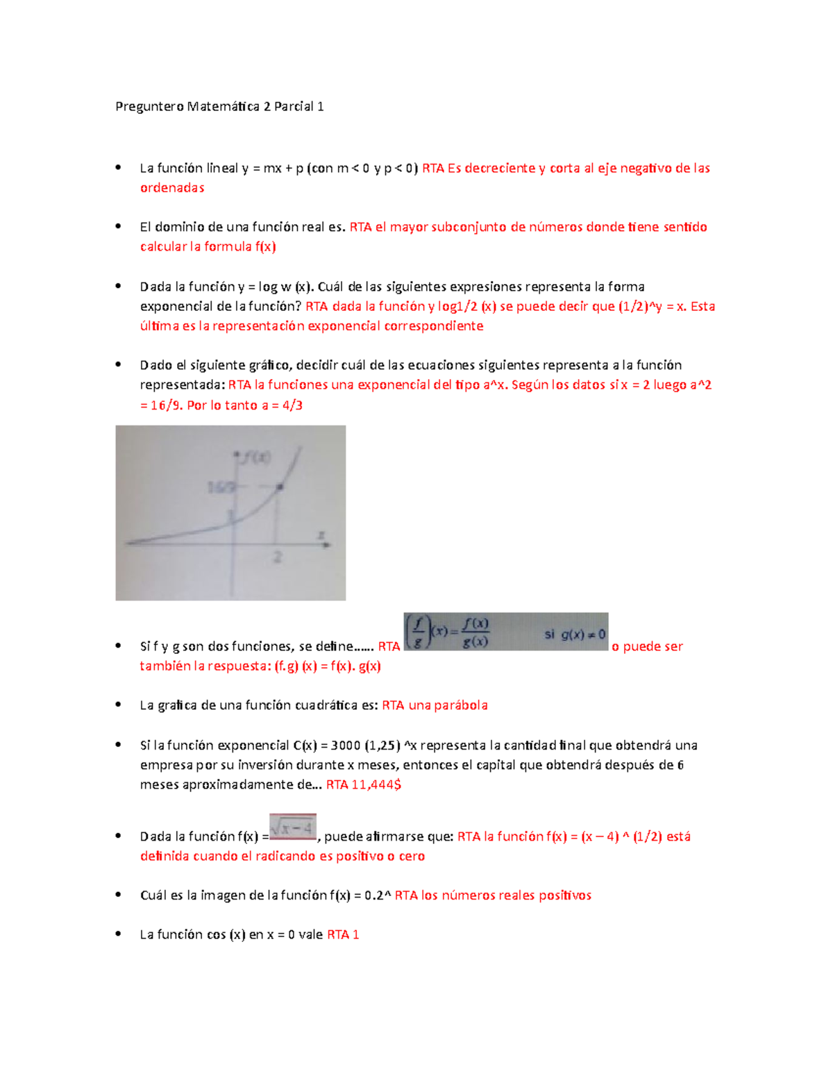 Preguntero Matematica 2 Parcial 1 Y Algo De 2 Studocu