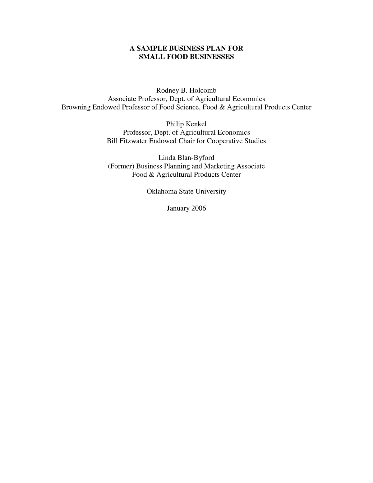 sample food business plan oklahoma state pdf