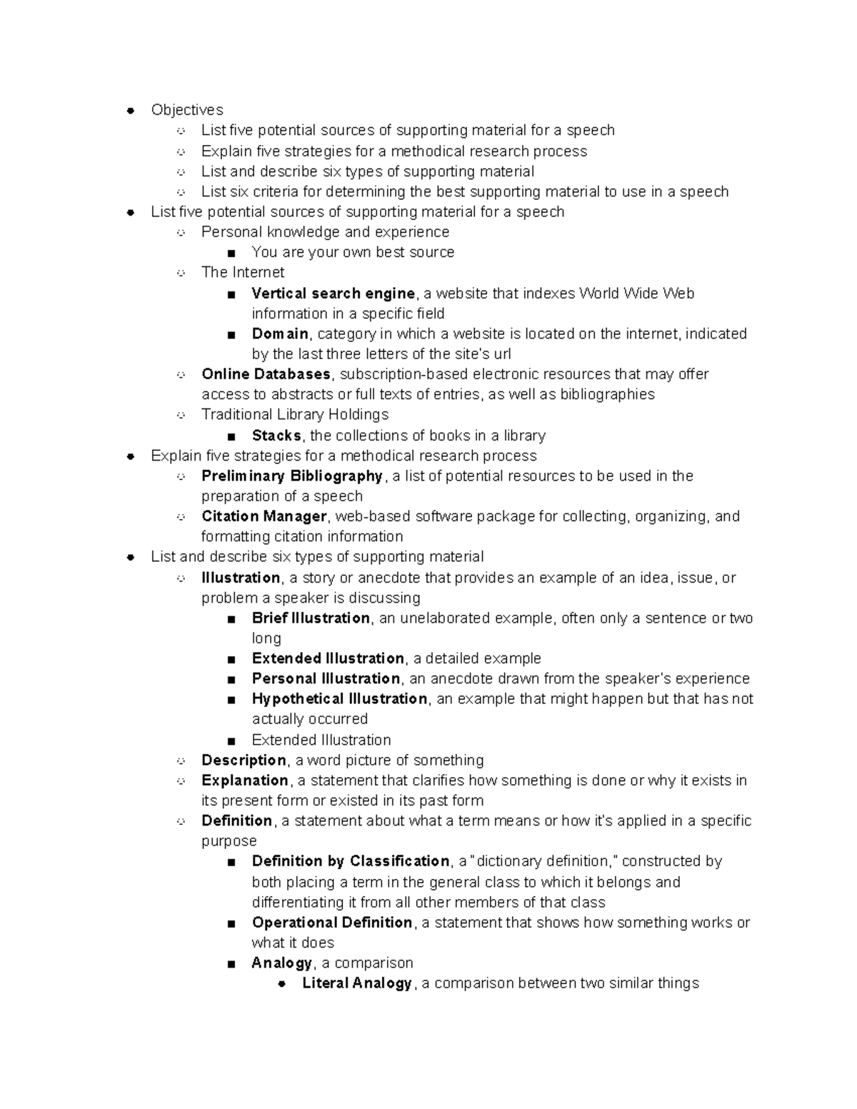 Chp. 7 - Gathering and Using Supporting Material - Objectives List five ...