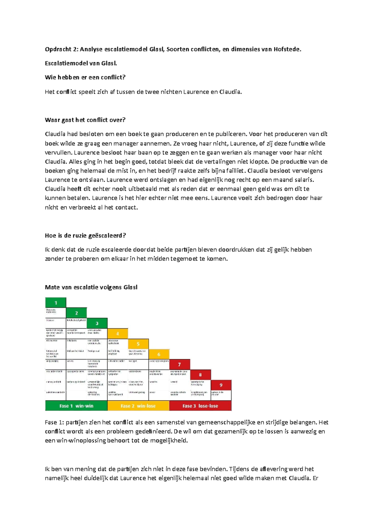 conflicthantering opdracht 2 2020 - Opdracht 2: Analyse escalatiemodel ...