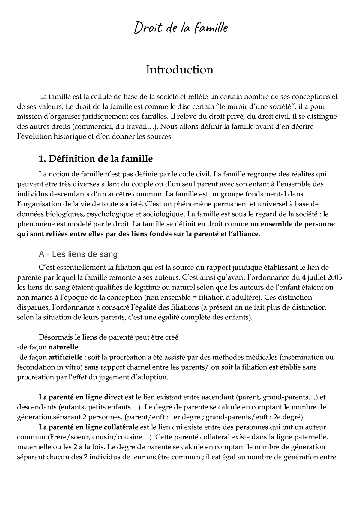 introduction dissertation droit de la famille