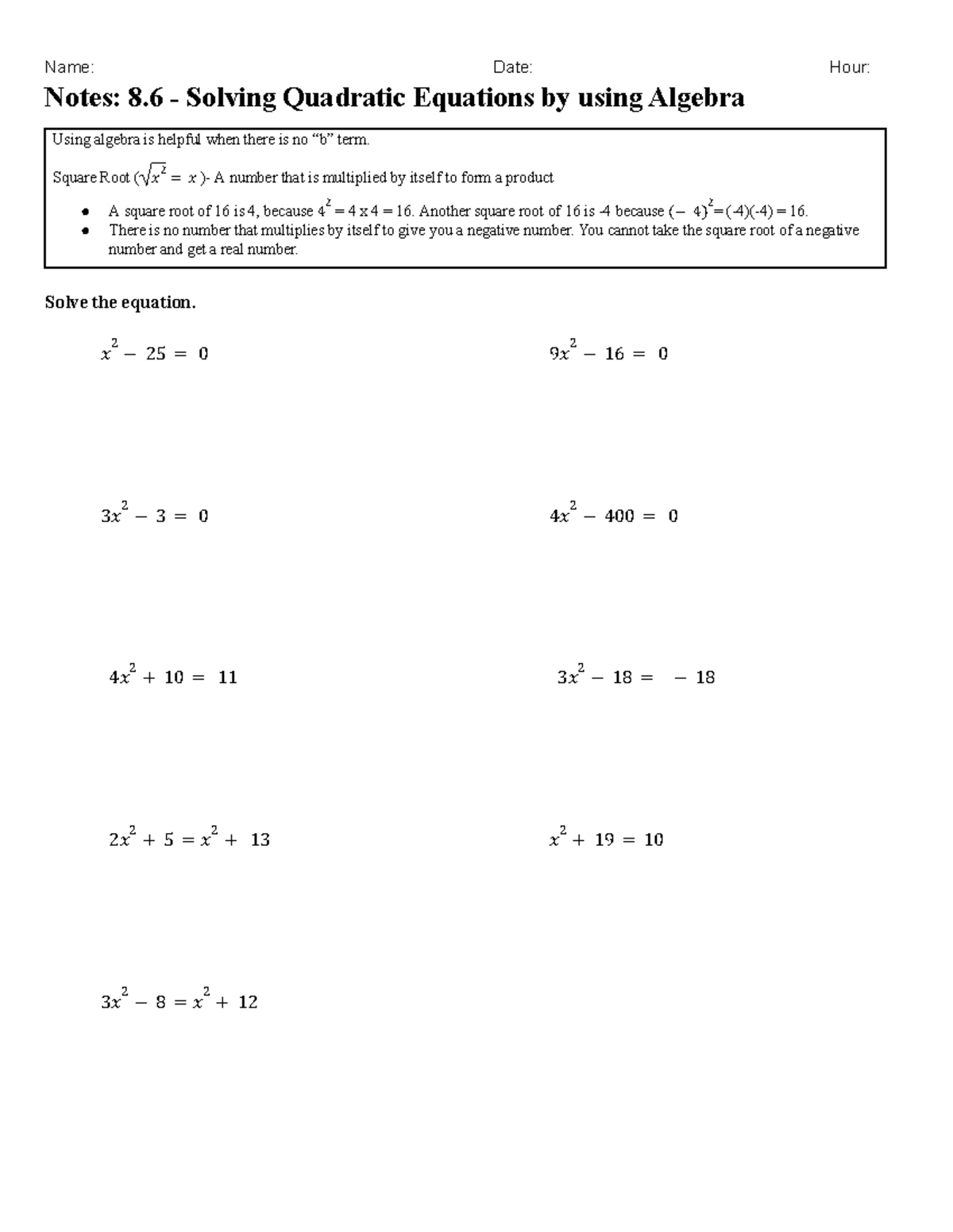 notes-8-6-solving-quadratic-equations-by-using-algebra-google-docs