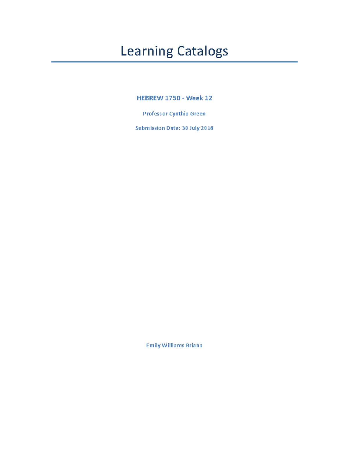 Hebrew-1750-Learning Catalogs - Learning Catalogs HEBREW 1750 - Week 12 ...