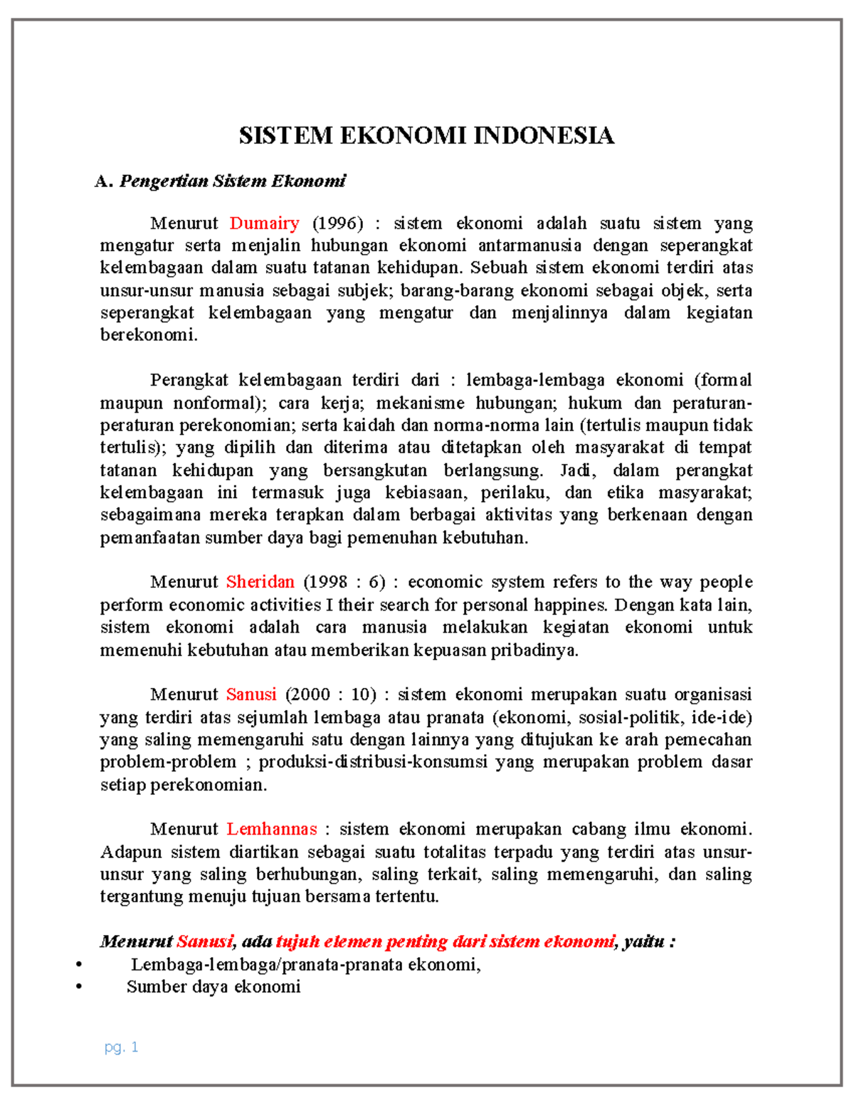 Perekonomian Indonesia - SISTEM EKONOMI INDONESIA A. Pengertian Sistem ...