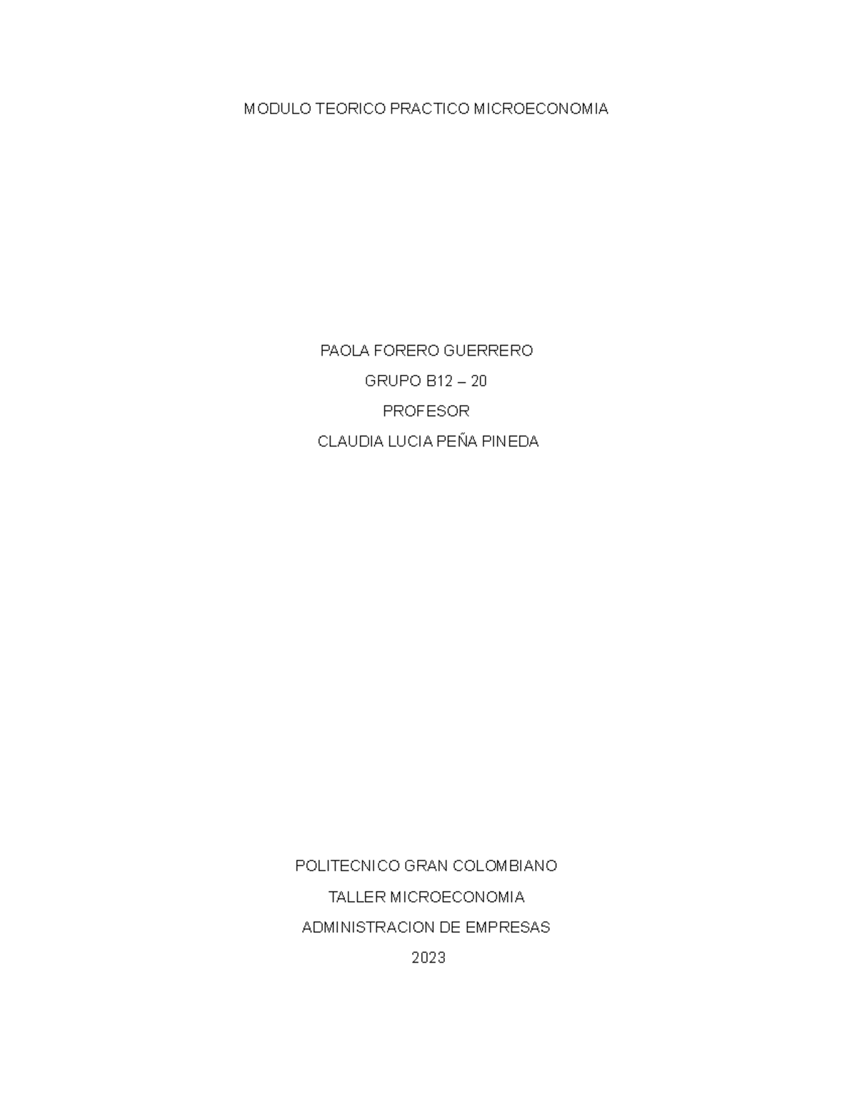 Modulo Teorico Practico Microeconomia 1 - MODULO TEORICO PRACTICO ...