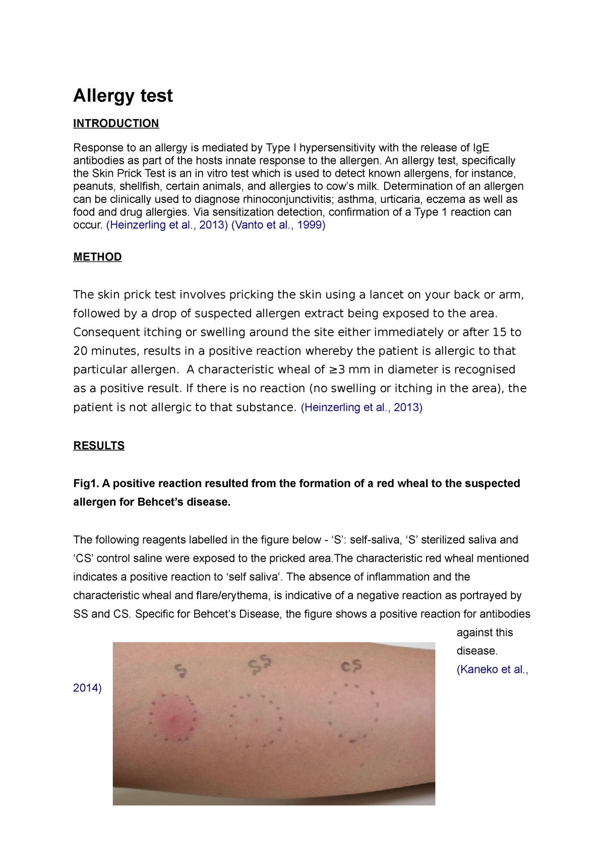 assignment on introduction to allergy testing