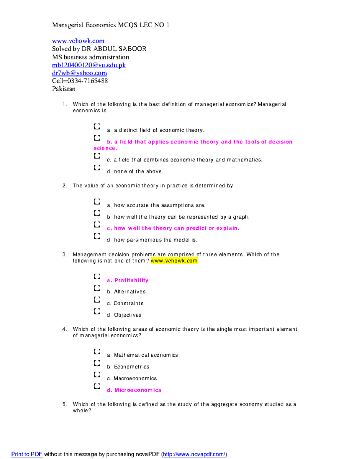 266134619 ECO 404 Managirial Economics Solved MCQS FILE 1 Midterm DATA ...