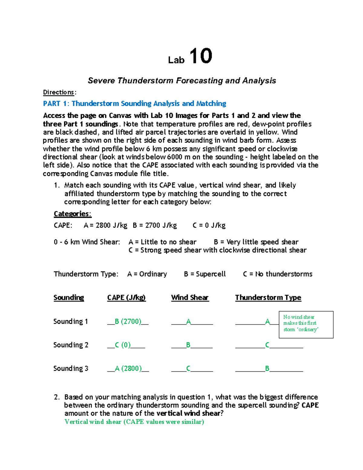 Lab 10 Thunderstorms Feedback - Lab 10 Severe Thunderstorm Forecasting ...