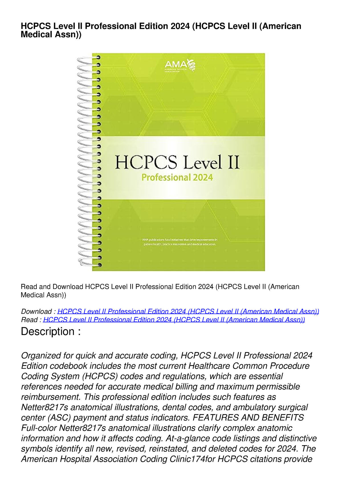 Hcpcs Level II Professional Edition 2024 Hcpcs Level II American