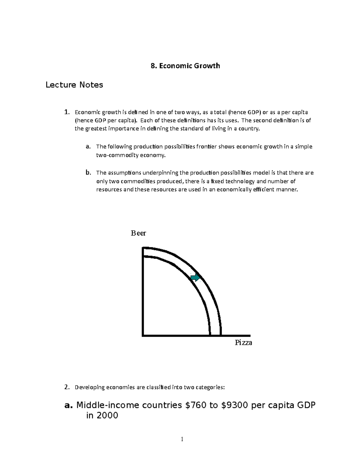 production possibilities model economic growth