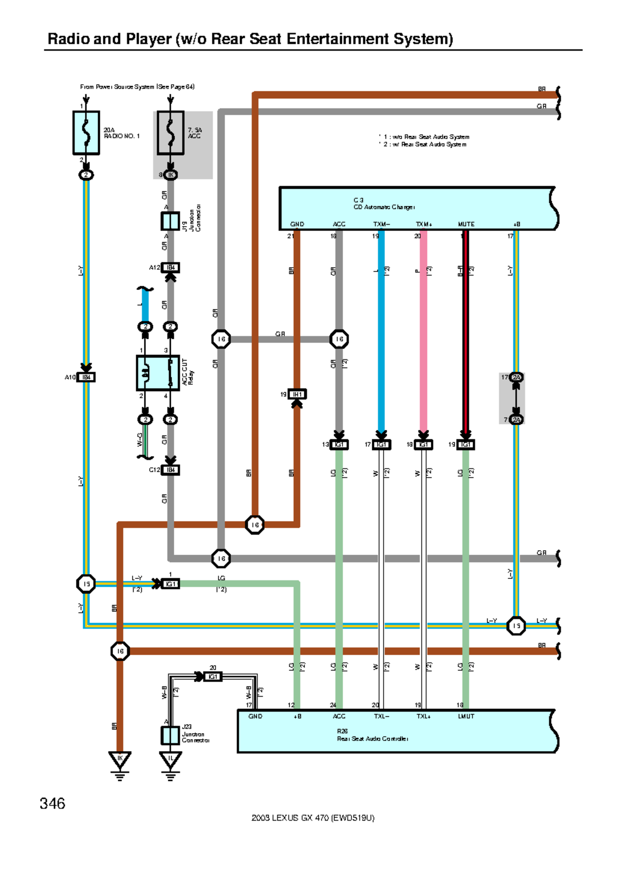 Lexus GX470 Audio 2 346 Radio and Player (w/o Rear Seat Entertainment