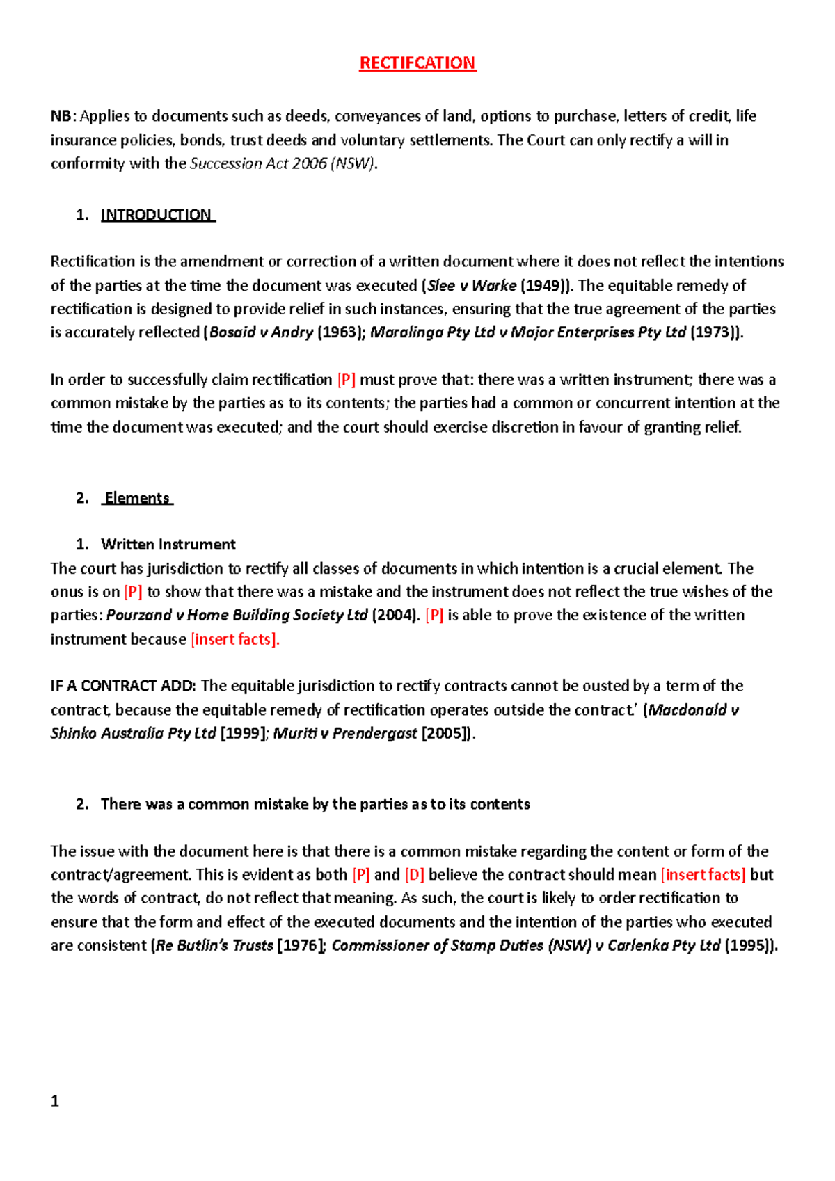 Rectification - Answer Guide - RECTIFCATION NB : Applies to documents ...