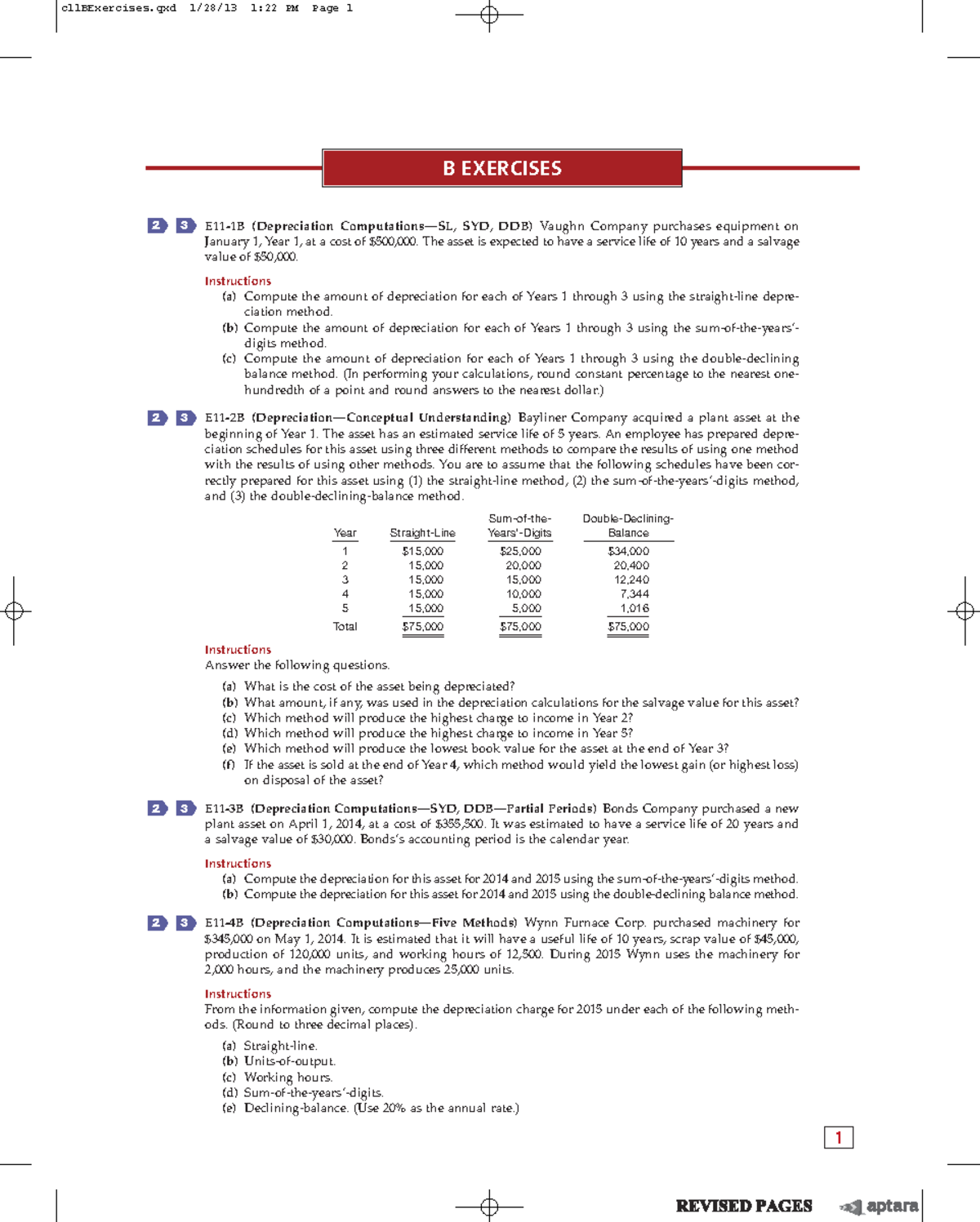 Exercise Intermediate Accounting 15th Kiesoch 11 - E11-1B (Depreciation ...