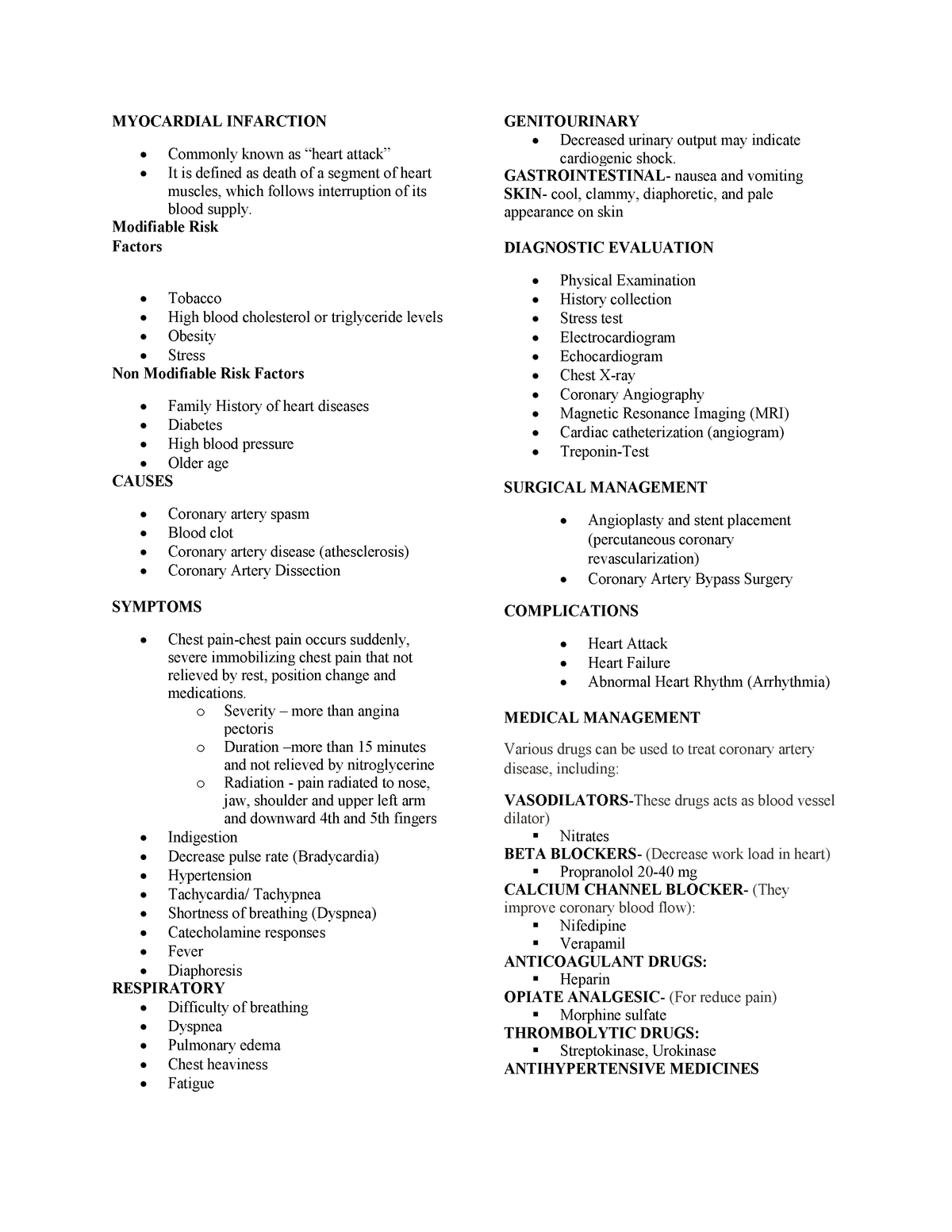 Myocardial Infarction Study Guide (Medical and Surgical Nursing ...