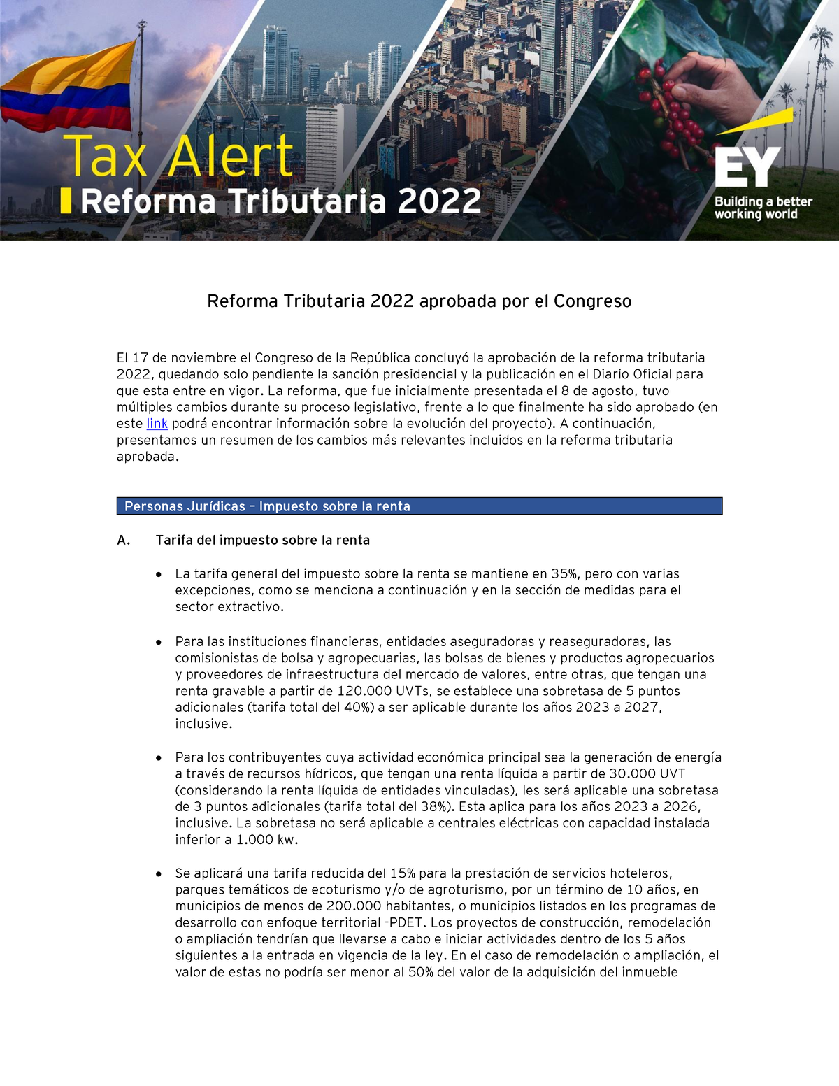 Ey Tax Alert Reforma Tributaria 2022 Aprobada Por El Congreso Reforma Tributaria 2022 Aprobada