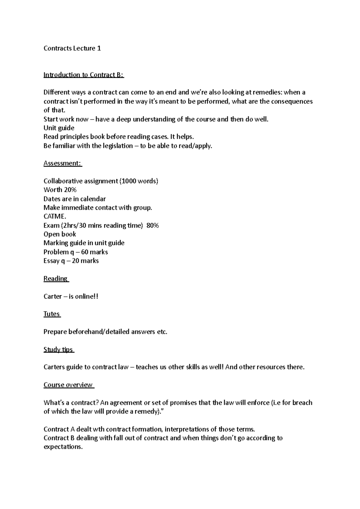 Contracts B Week 1 Lec 1 - Lecture Notes 1 - Contracts Lecture 1 ...