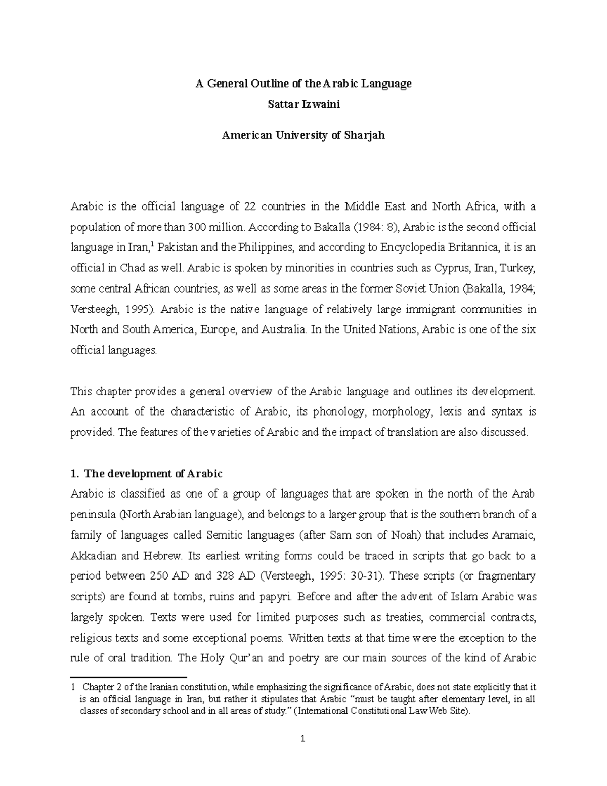 General Outline Of Arabic Language F 17 Human Physiology N A Studocu