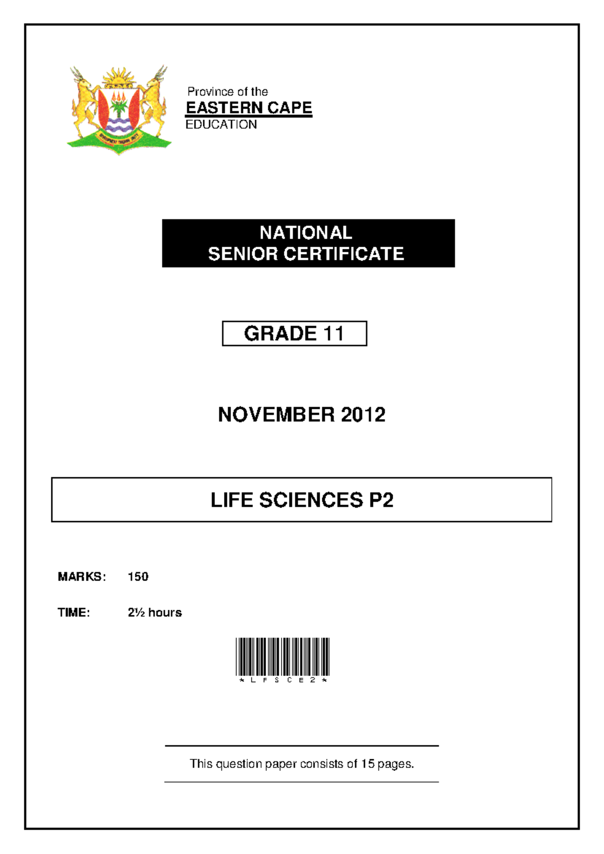 LFSC P2 N12 QP Eng - Life science preparatory exam for candidates ...