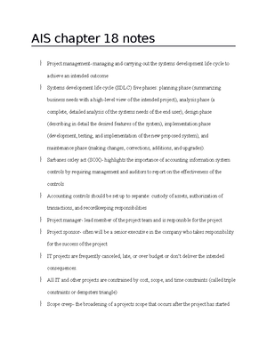 AIS chapter 5 notes - AIS chapter 5 notes Sales and collection process ...