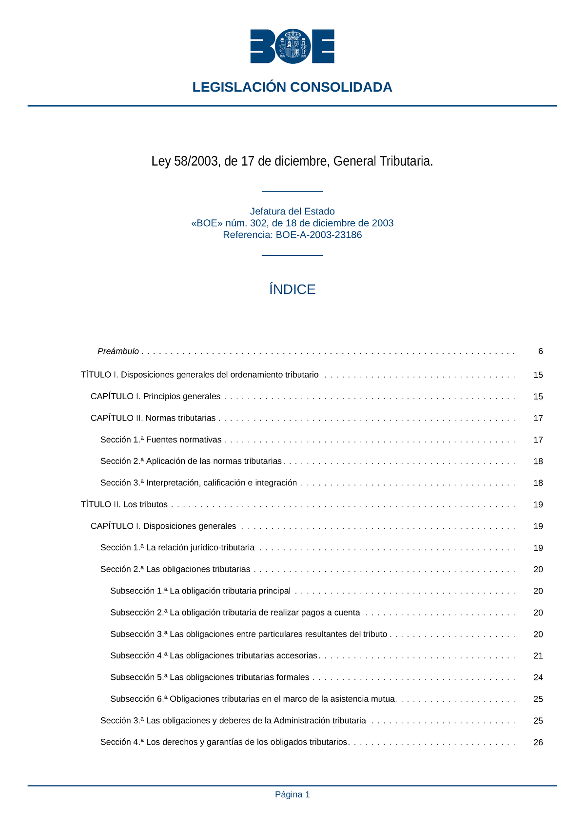 BOE A 2003 23186 Consolidado - Ley 58/2003, De 17 De Diciembre, General ...