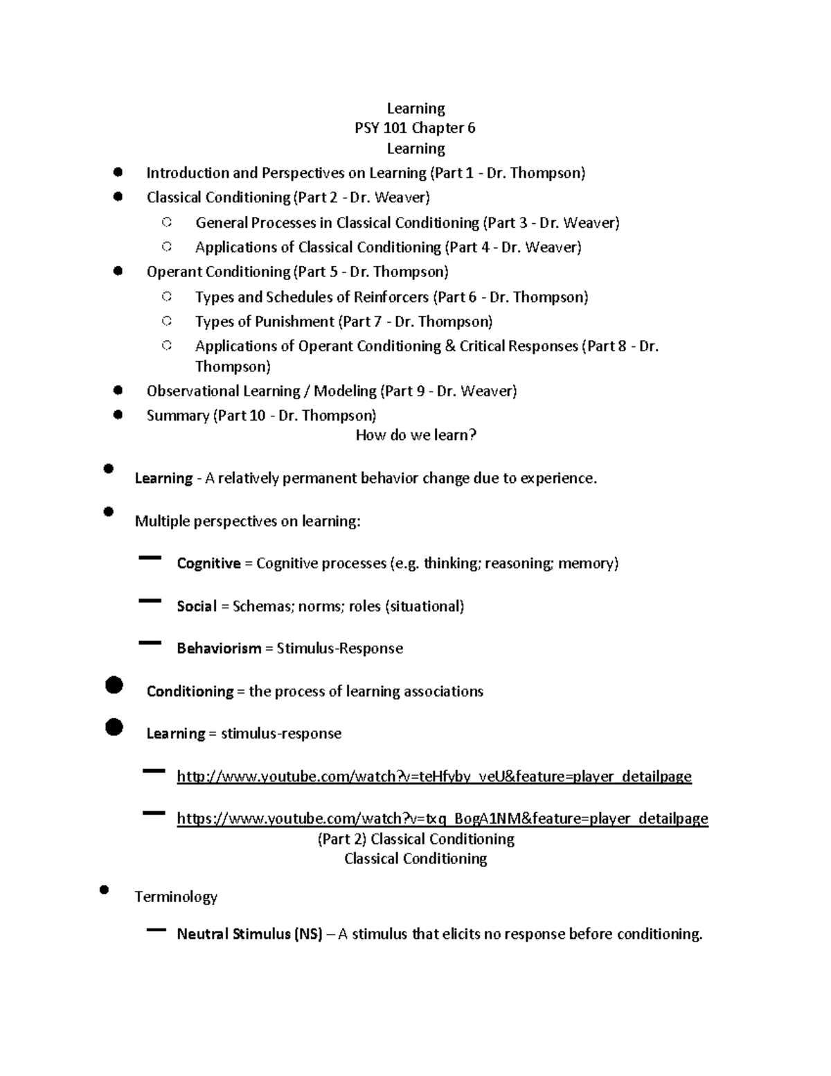 Chapter 6 And 7 Psy 101 Notes Learning Psy 101 Chapter 6 Learning Chapter 6 And 7 Psy 101 Notes Learning Psy 101 Chapter 6 Learning