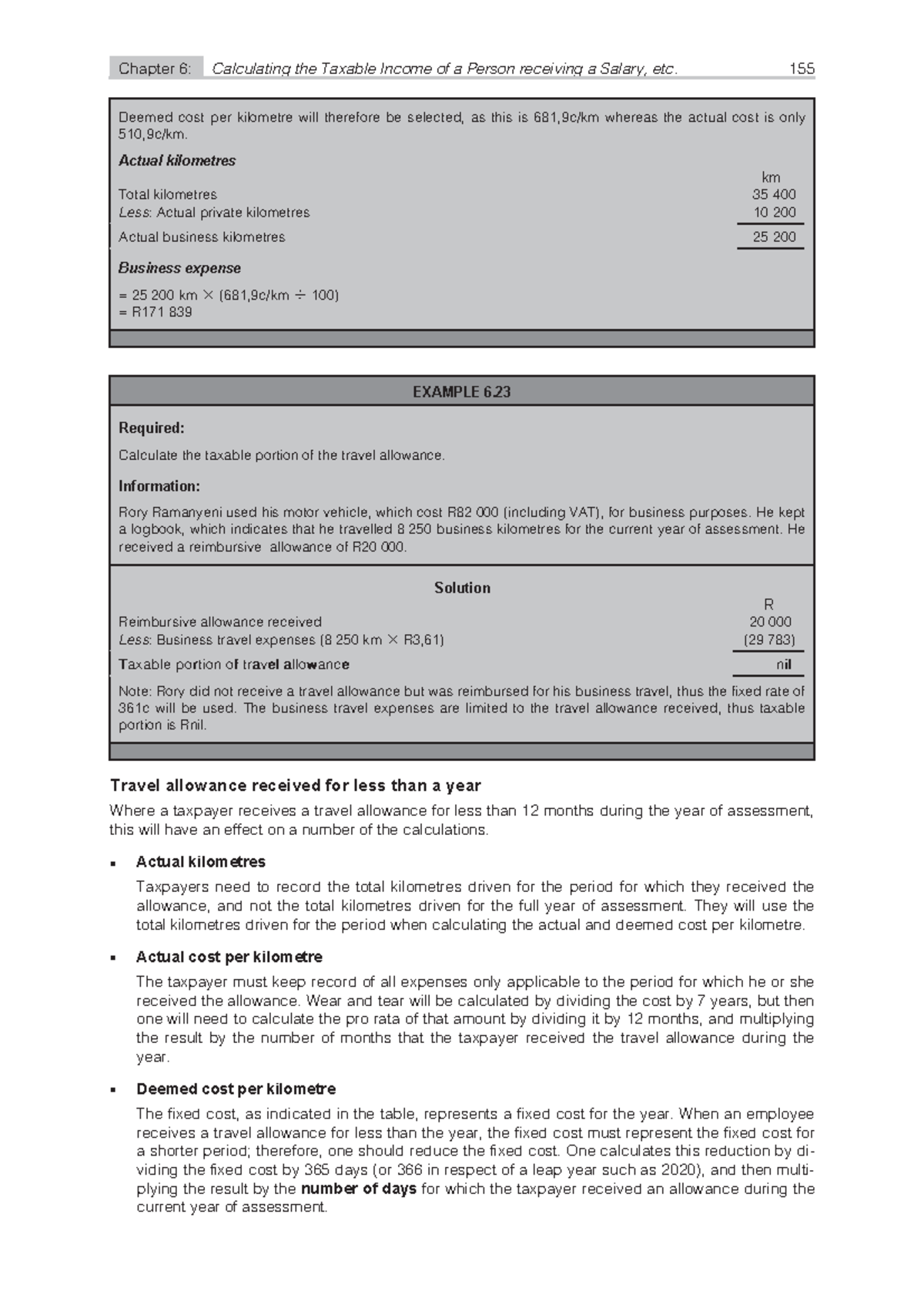 Prescribed textbook TAX1501 deemed Chapter 6 Calculating the Taxable