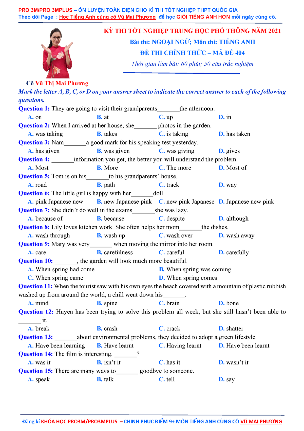 English test pratice - Theo dıi Page : Học Tiếng Anh cùng cô Vũ Mai ...