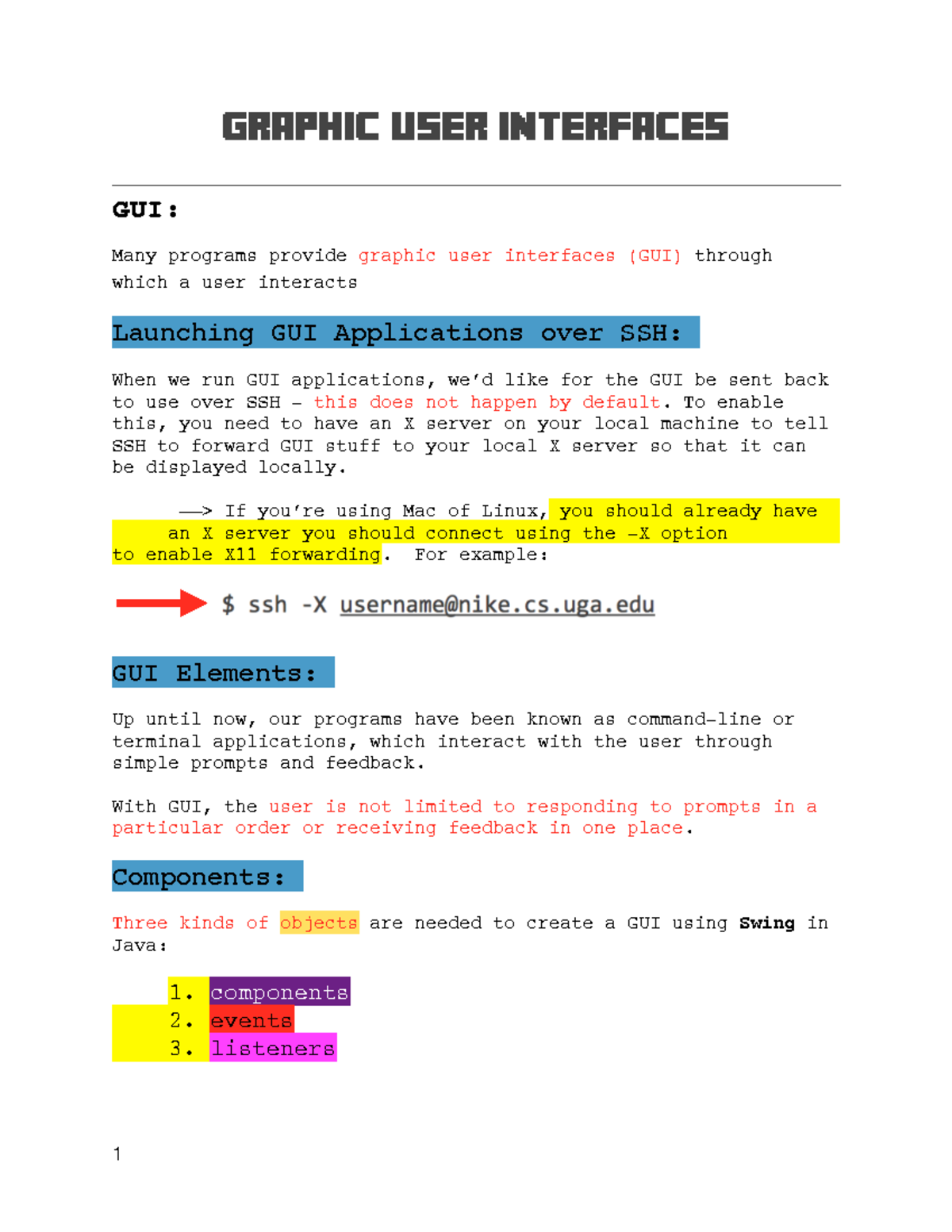 Csci 1302 Software Development Java Swing Csci 1302