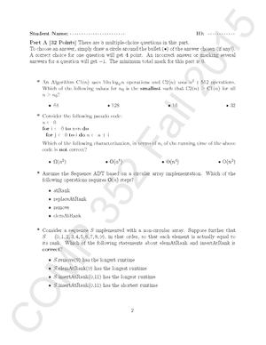 exercises for materials in data structure - 1 Exercises and Solutions ...