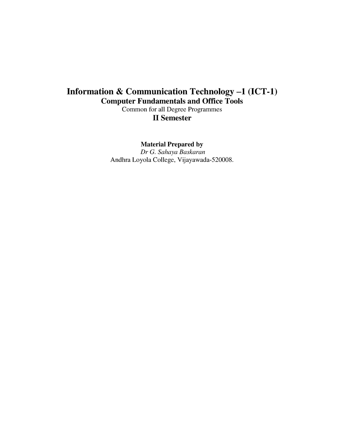 Information AND Communication Techonology I - Bachelor of science - Studocu