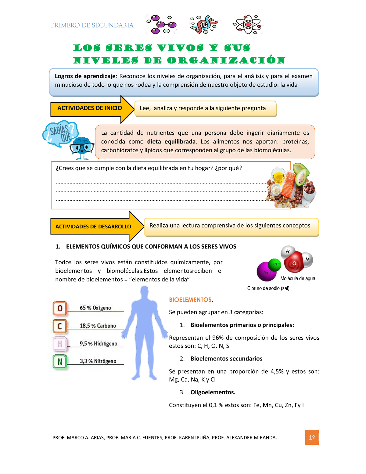 CN- Biologia- 1RO DE Secundaria - LOS SERES VIVOS Y SUS NIVELES DE ...