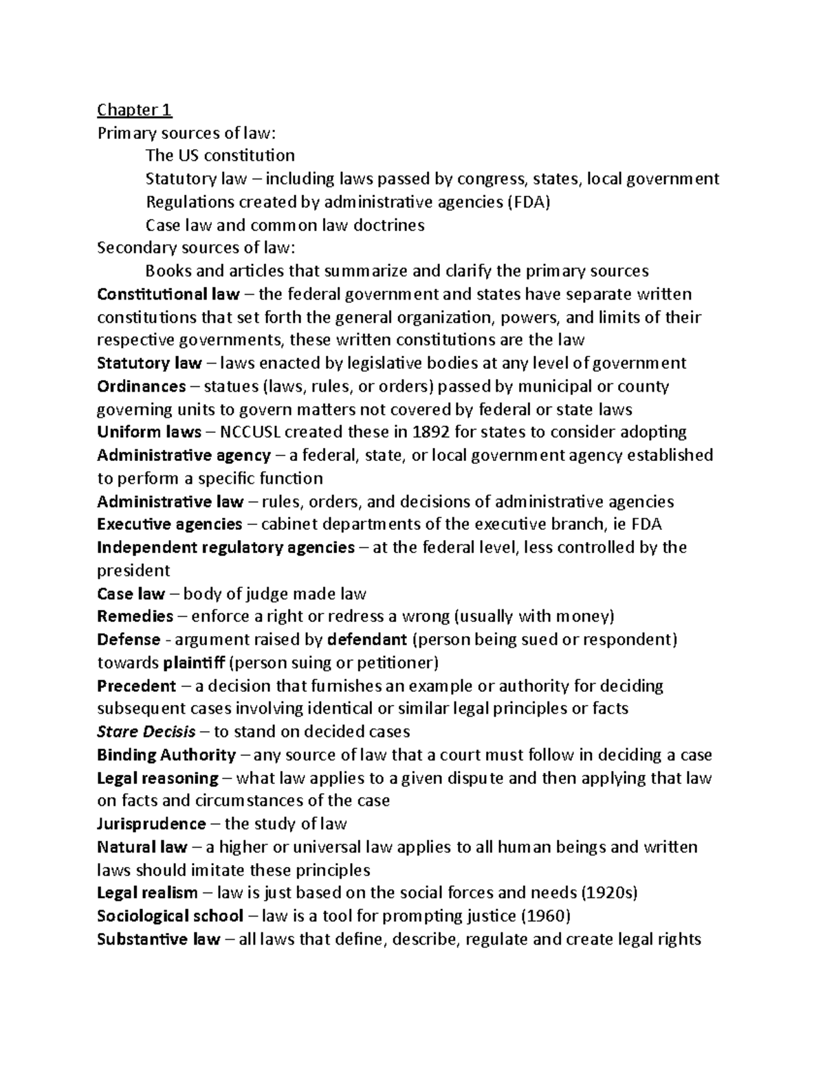 Chapter 1 Lecture notes 15 Chapter 1 Primary sources of law The