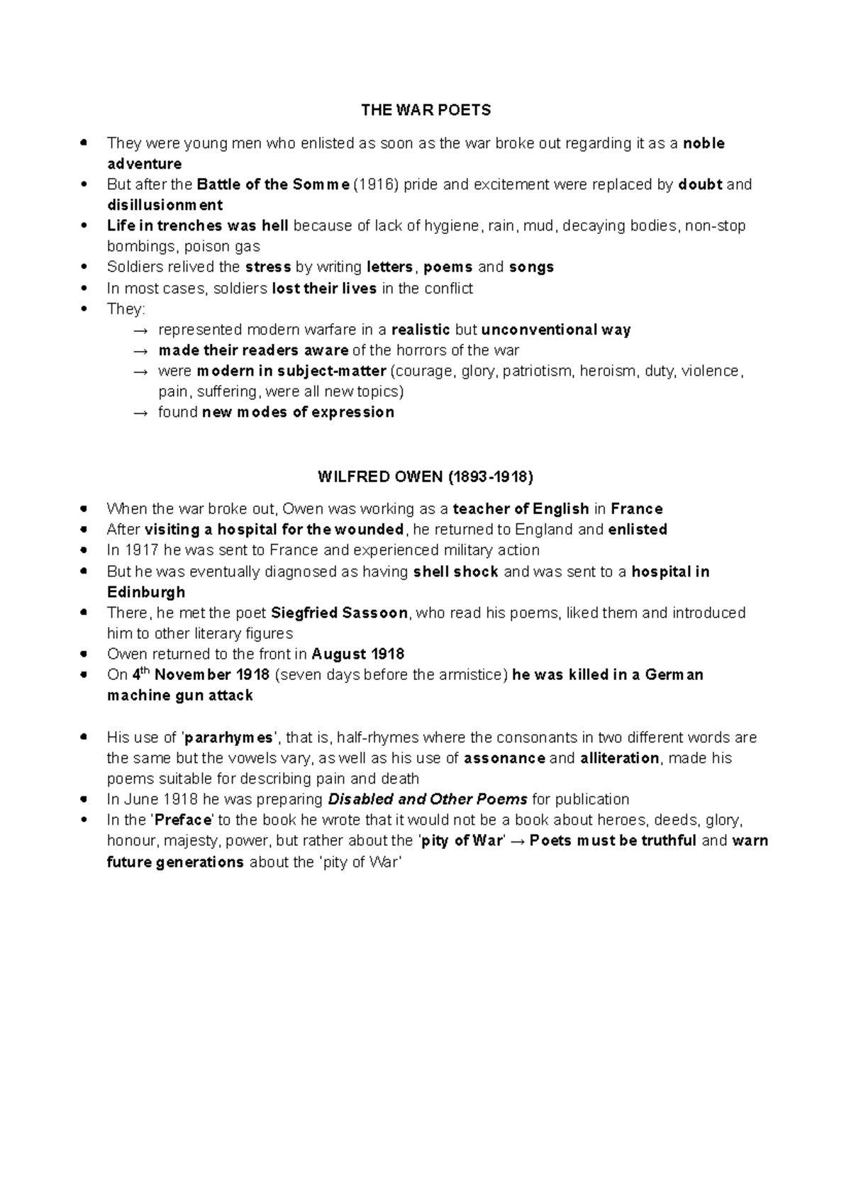 From War Poets To A Farewell To Arms The War Poets They Were Young