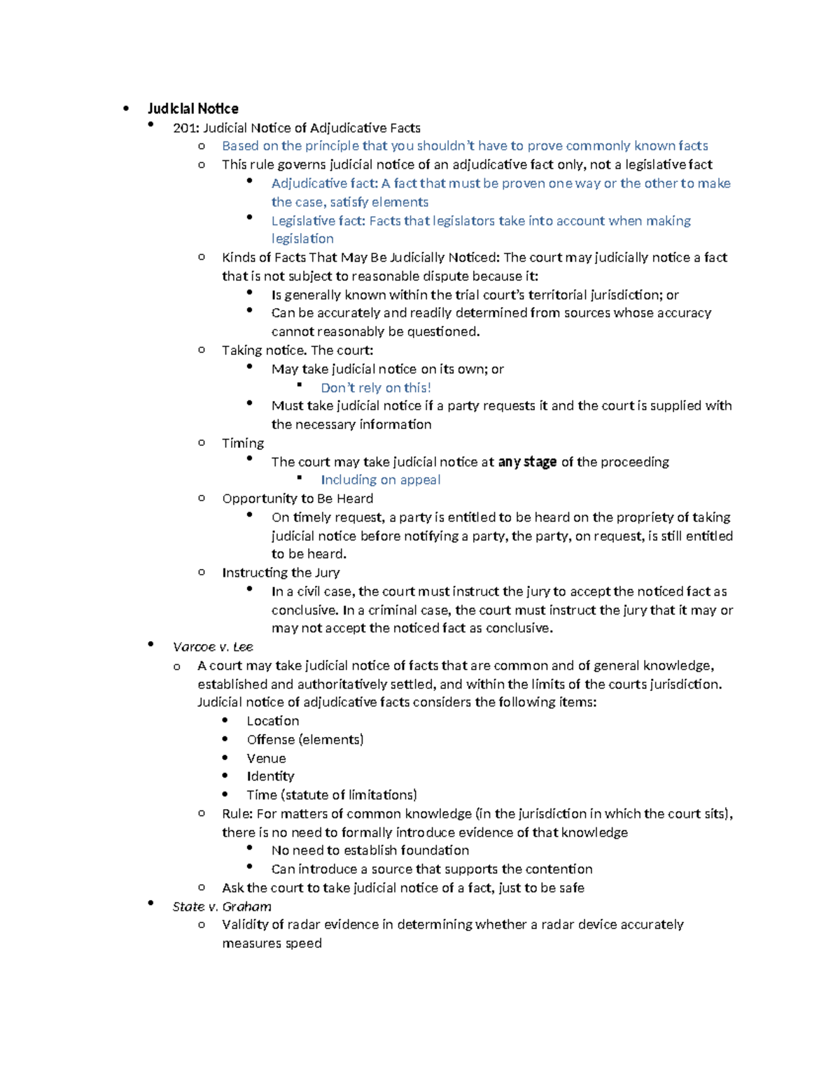 Evidence Outline - Judicial Notice 201: Judicial Notice Of Adjudicative ...