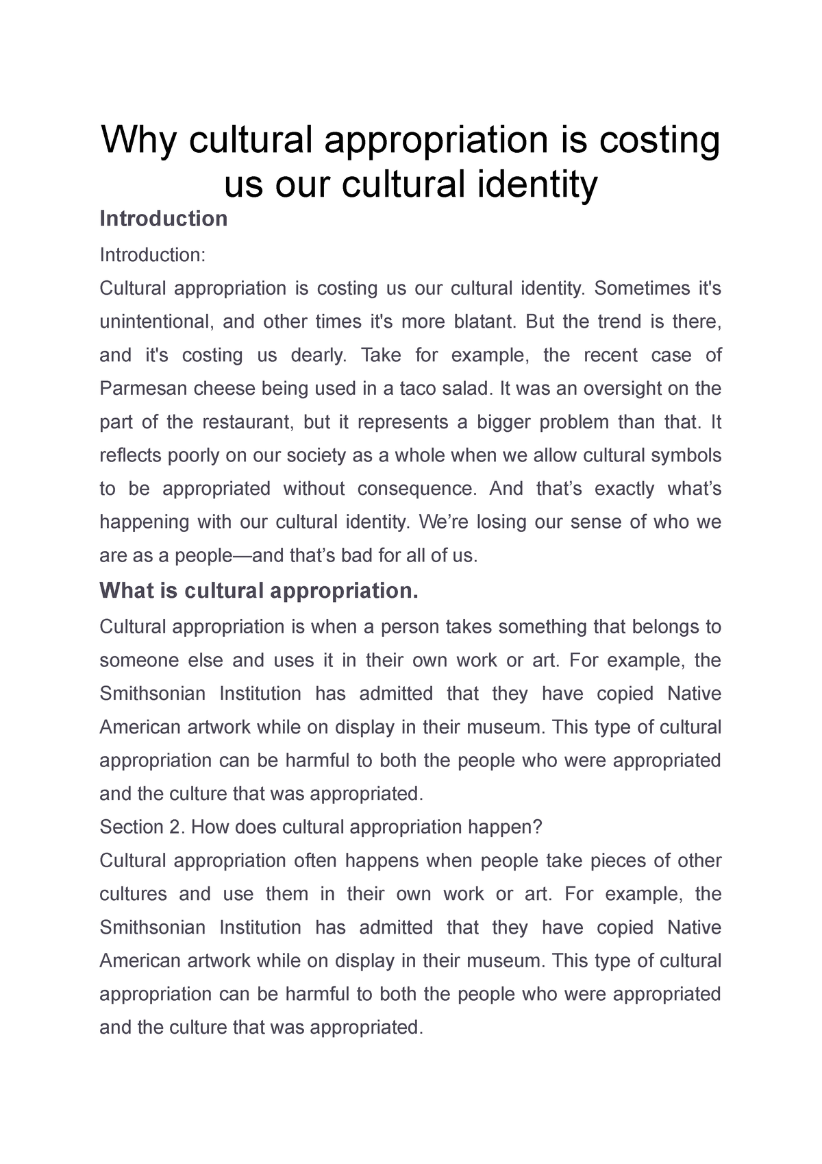 thesis statement about cultural appropriation