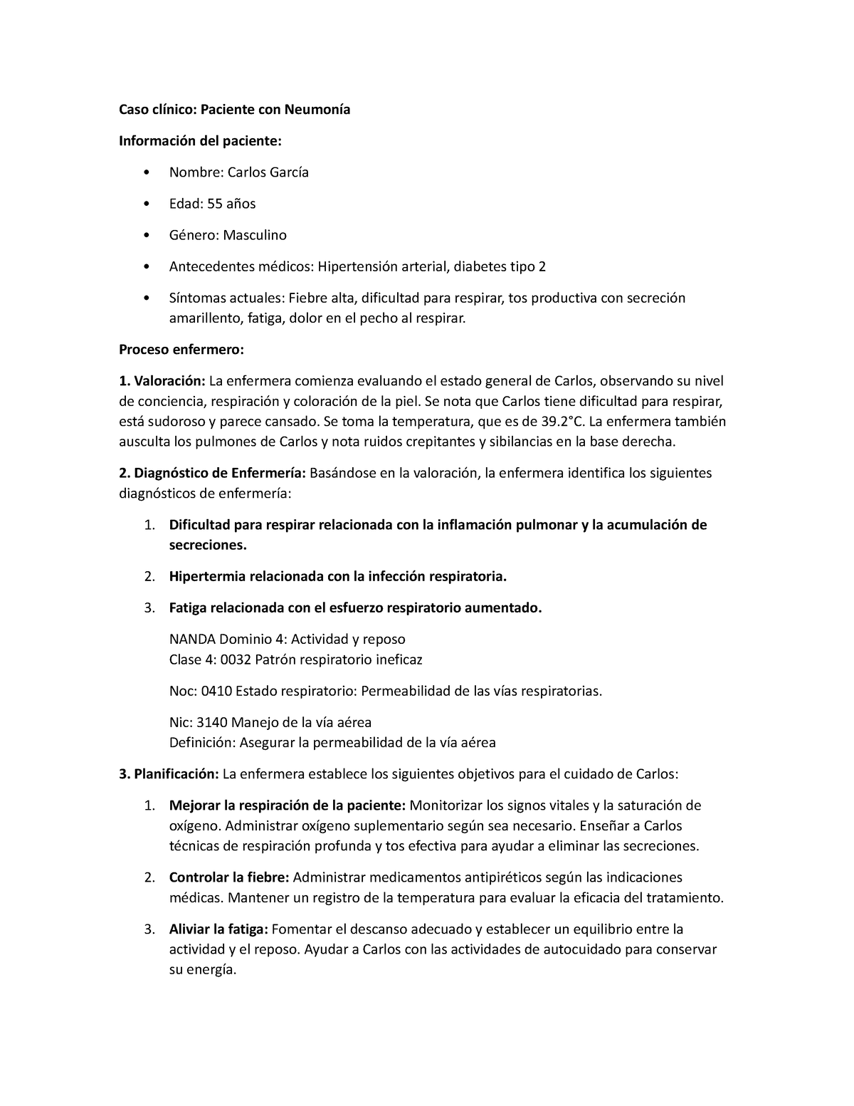 Caso Clínico Definitivo - Caso Clínico: Paciente Con Neumonía ...