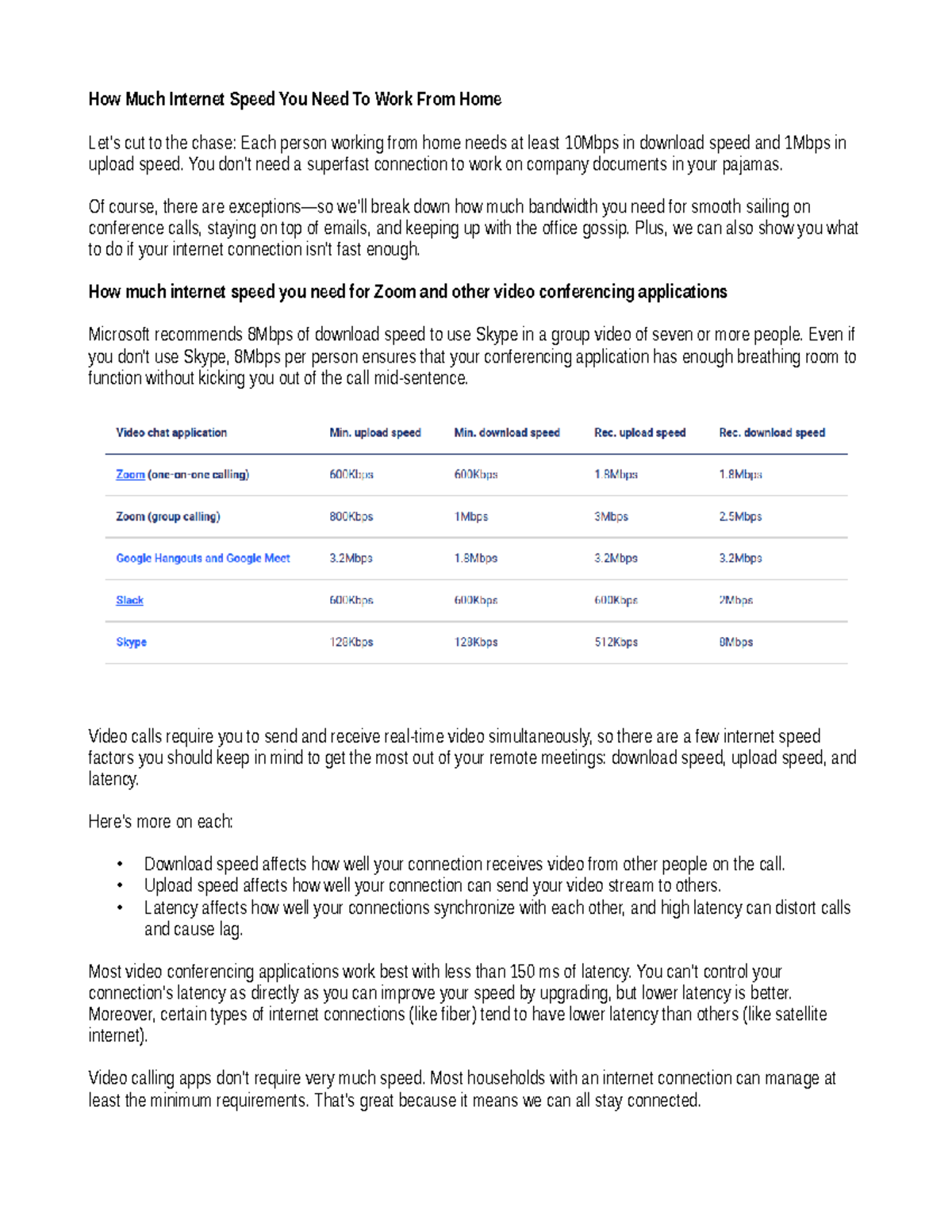 How Much Internet Speed You Need To Work From Home - You don’t need a ...