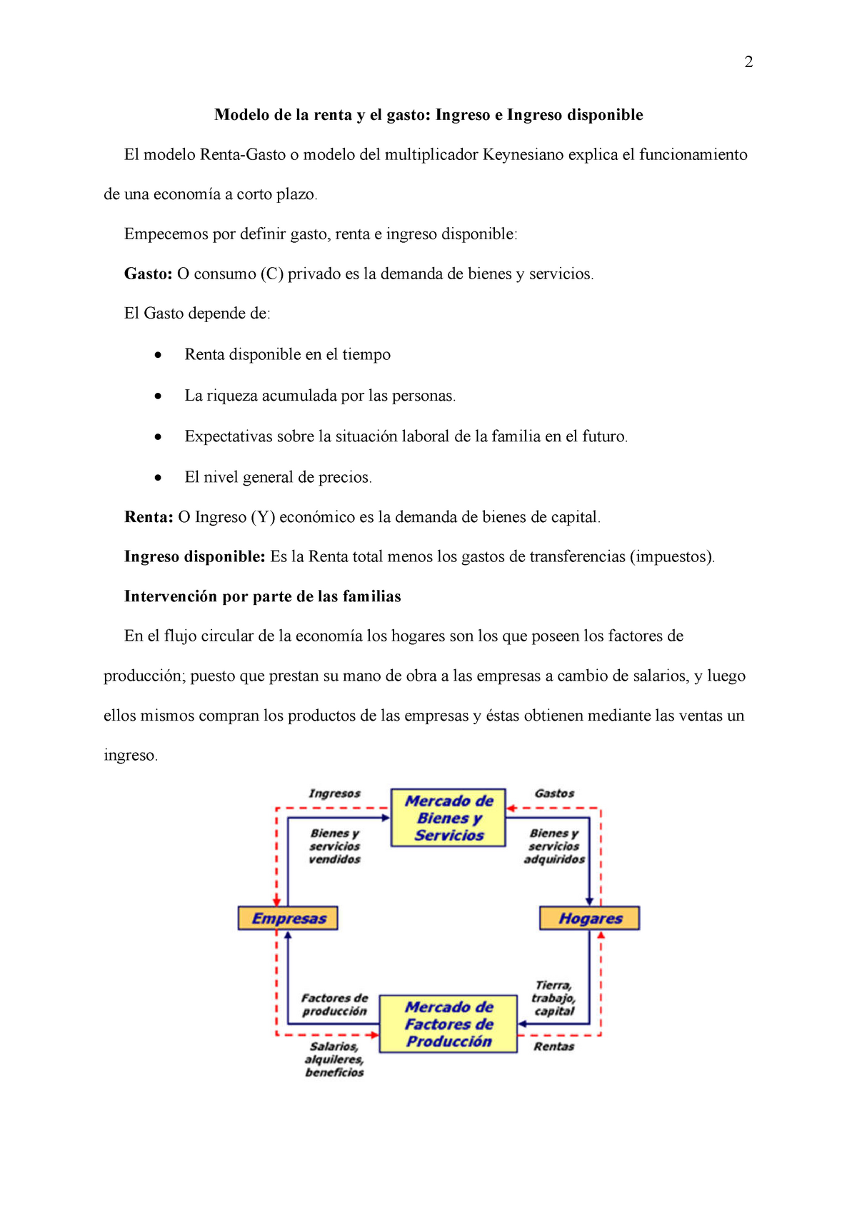 Modelo de la Renta y Gasto - Modelo de la renta y el gasto: Ingreso e  Ingreso disponible El modelo - Studocu