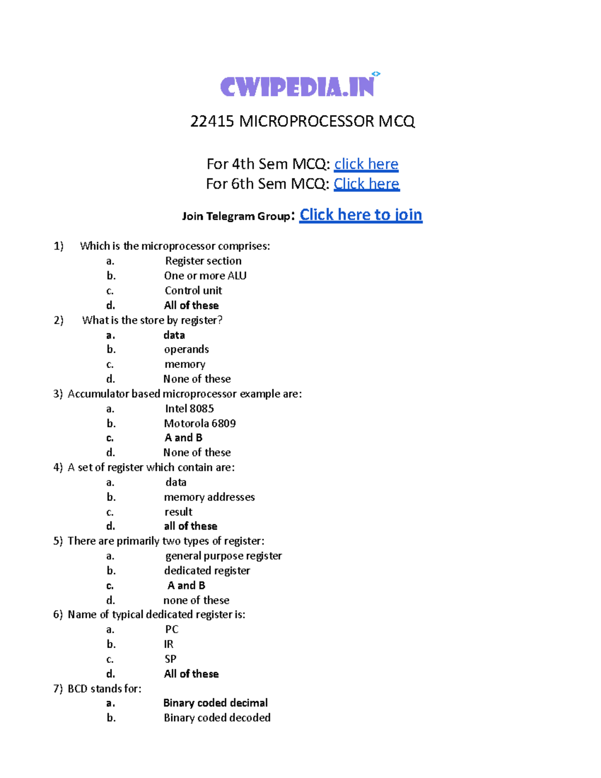 22415 Microprocessor MCQs - 22415 MICROPROCESSOR MCQ For 4th Sem MCQ ...