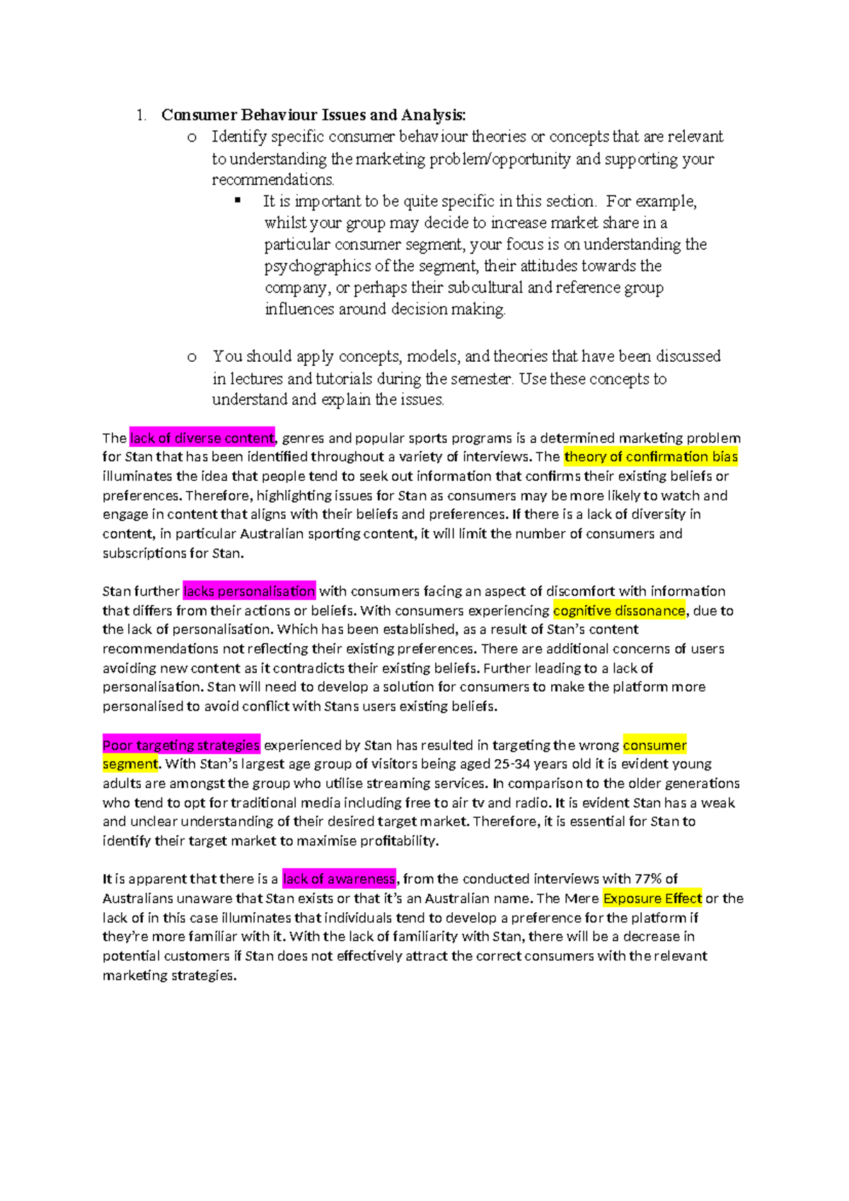 CB Handbook Analysis - 1. Consumer Behaviour Issues and Analysis: o ...