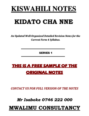 F1 Kiswahili Simplified Notes - KISWAHILI NOTES KIDATO CHA KWANZA ...