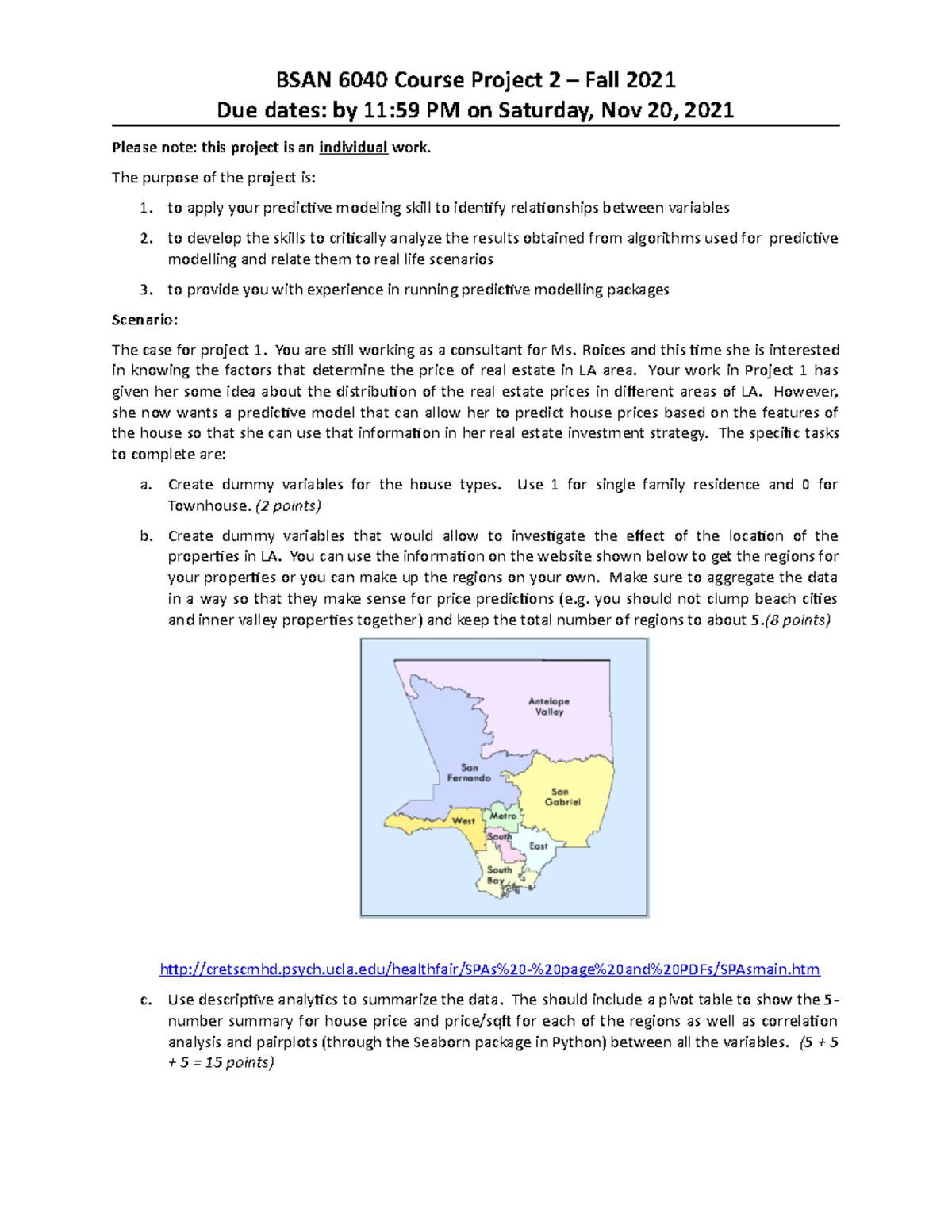 Project 2 real estate regression Fall2021 BSAN 6040 Course Project 2